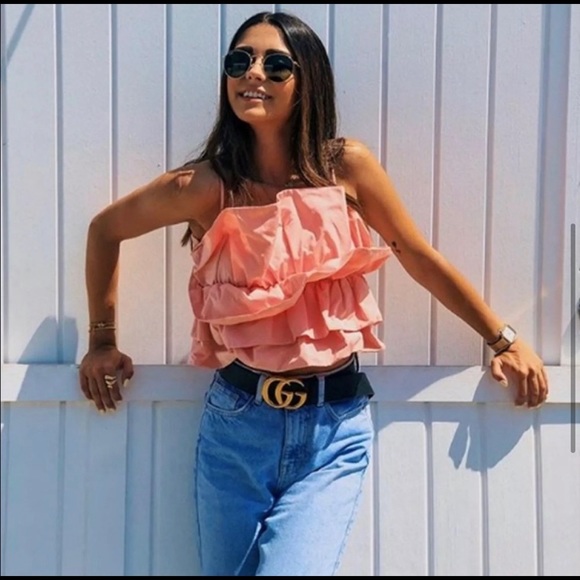 zara VOLUMINOUS RUFFLE TOP NWT M - Picture 6 of 9